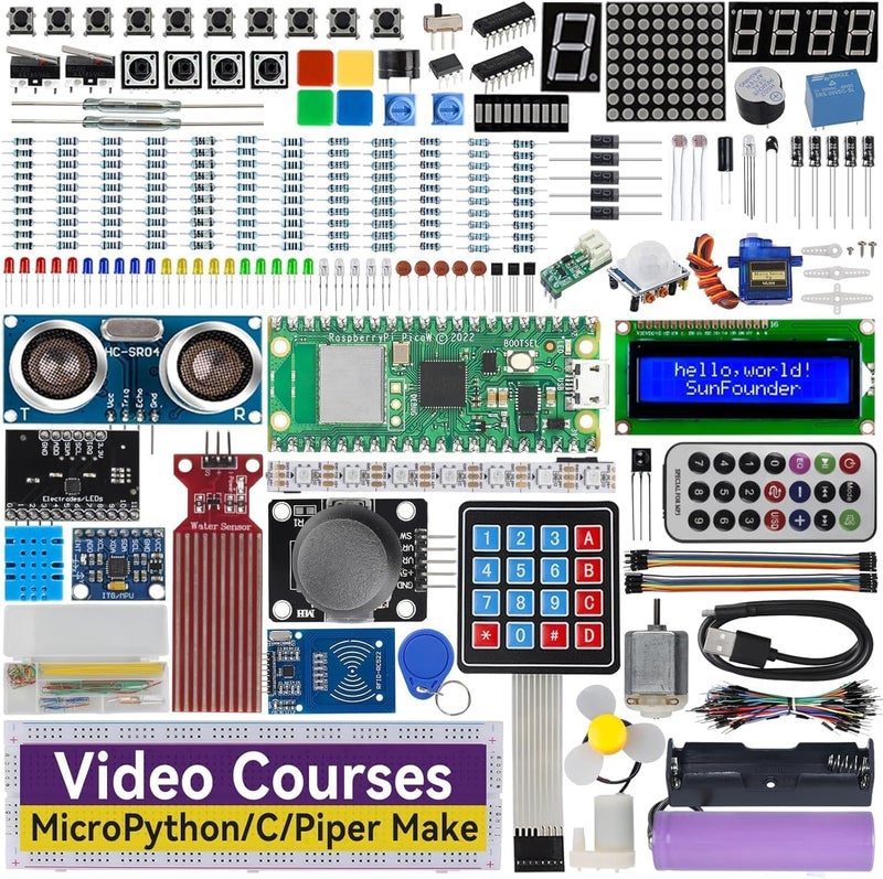 SunFounder Raspberry Pi Pico W Ultimate Starter Kit with Online Tutorials, RoHS Compliant, 450+ Items, 117 Projects, MicroPython, C/C++ (Compatible with Arduino IDE) - Image 1